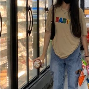 drop shoulder letter graphic tee